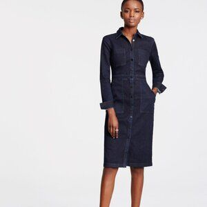 Ann Taylor Button Down Denim Dress, Size 4, New w/ Tags